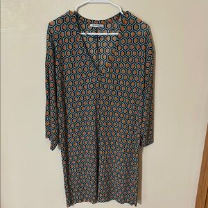 Zara Orange and Black Boxy 3/4 Sleeve Tunic M